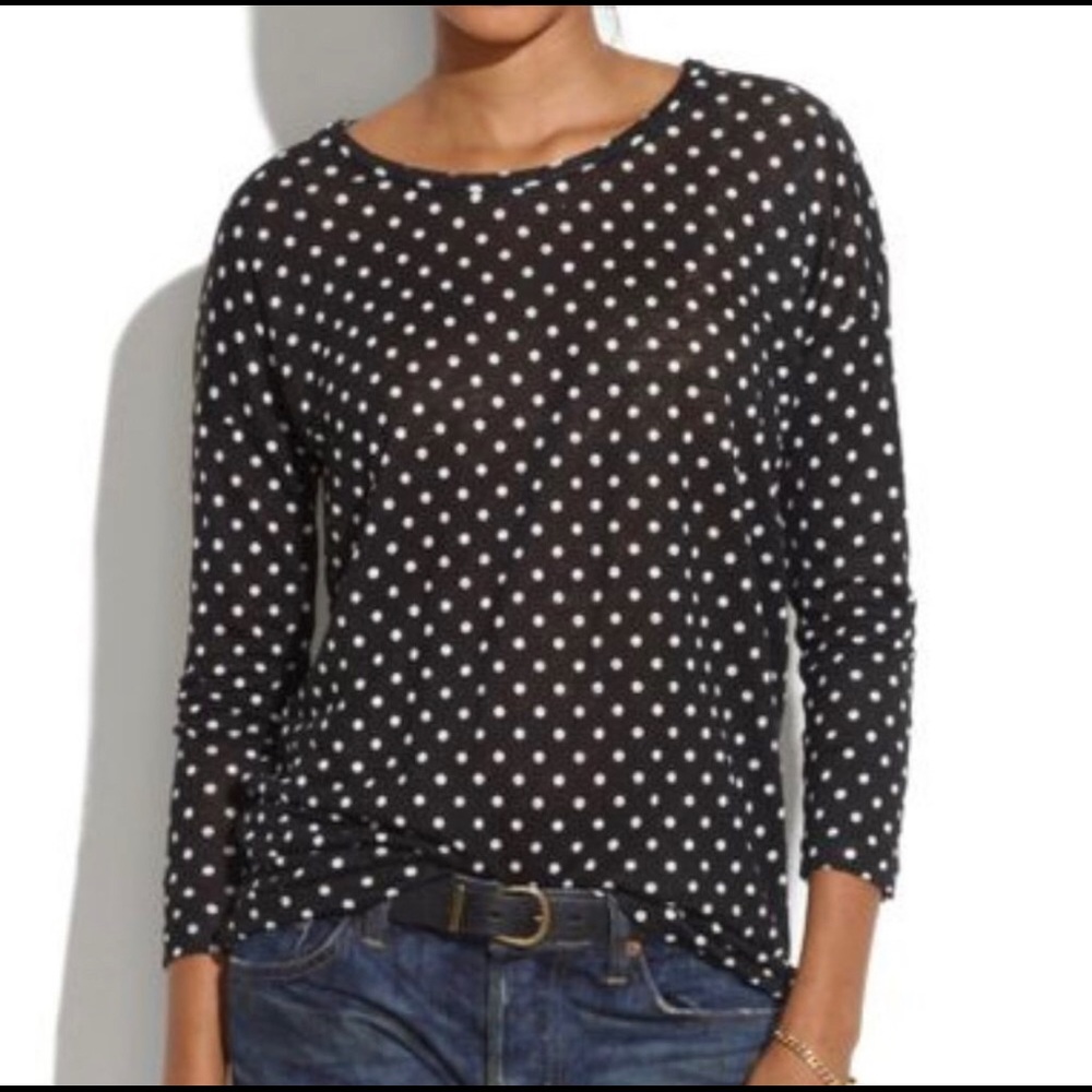 Madewell black linen, polka dot shirt, Size S